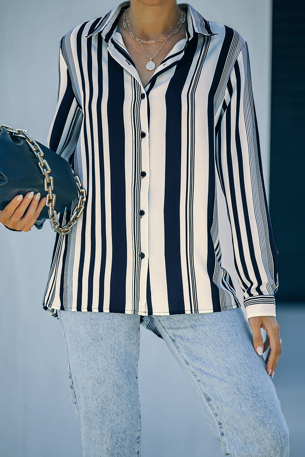 Brown Striped Modern Women Shirt