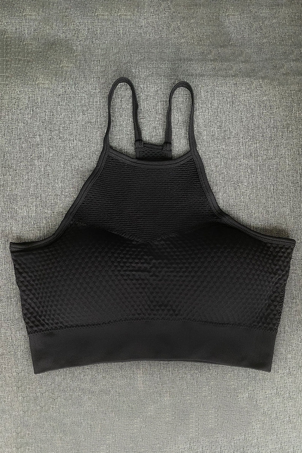 Camisole de yoga à épissure ajourée en maille noire