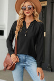 Jacquard V Neck Buttoned Blouse