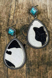 Cow Print Turquoise Drop Earrings