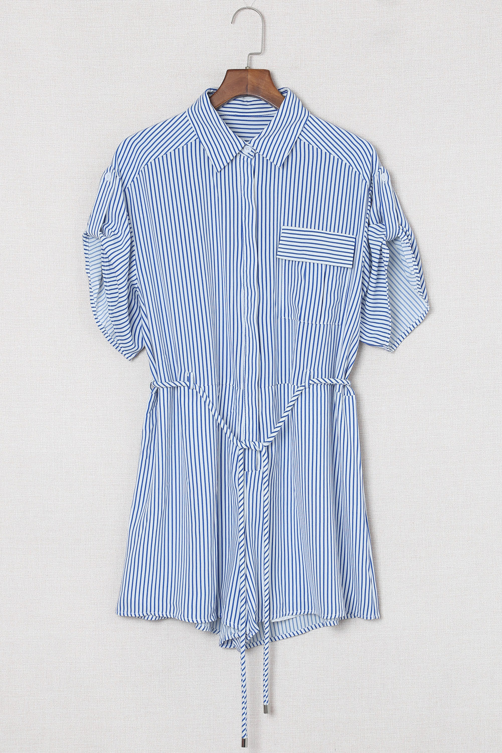 Striped Collared Tie Romper