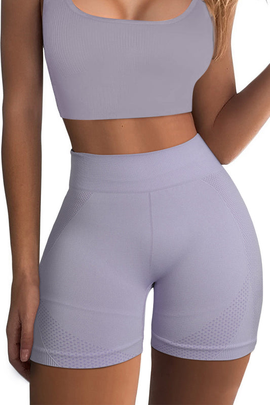 Short de sport violet avec insert en maille et rehausseur de fesses 