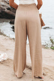 Pink Textured High Waist Wide Leg Plus Size Pants