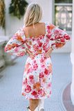 Floral Print Smocked Puff Sleeve Mini Dress