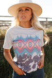 Multi-color Aztec Geometric Print T-shirt