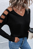 Black Cold Shoulder Cut out Long Sleeve Top