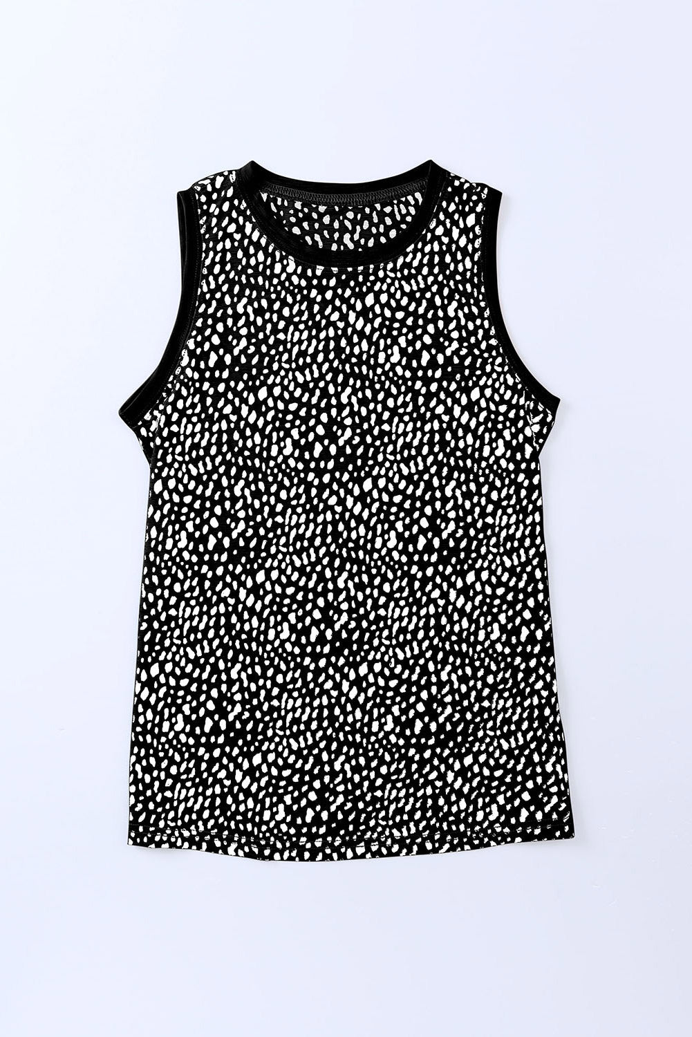 Red Leopard Print Round Neck Tank Top