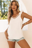 V Neck Lace Ruffle Tank Top