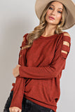 Cutout Cold Shoulder Long Sleeve Top