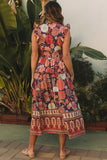 Vintage Ruffle Trim Floral Maxi Dress