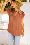 Tiered Ruffled Drawstring V Neck Top