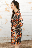 Floral Print Ruched Long Sleeve Dress