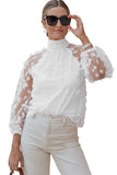 Mock Neck Floral Mesh Long Sleeve Top