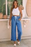 Wide Leg Drawstring Waist Loose Pants