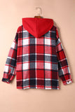 Hooded Plaid Button Front Shacket