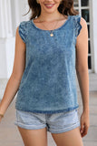 Ruffled Denim Tank Top