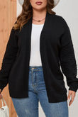 Pom Pom Detail Open Front Plus Size Cardigan