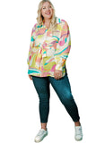 Plus Size Abstract Print Loose Tunic Shirt