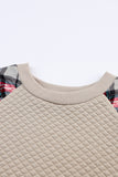 Brown Plaid Raglan Sleeve Sweatshirt