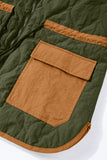 Brown Stitching Quilted Drawstring Jacket