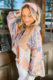 Multicolor Mixed Boho Print Puff Sleeve Loose Shirt