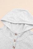 Plus Size Kangaroo Pocket Henley Button Hoodie