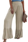 Smocked High Waist Ruffled Wide Leg Pants