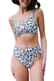 Leopard Print Spaghetti Strap Mid Waist Bikini