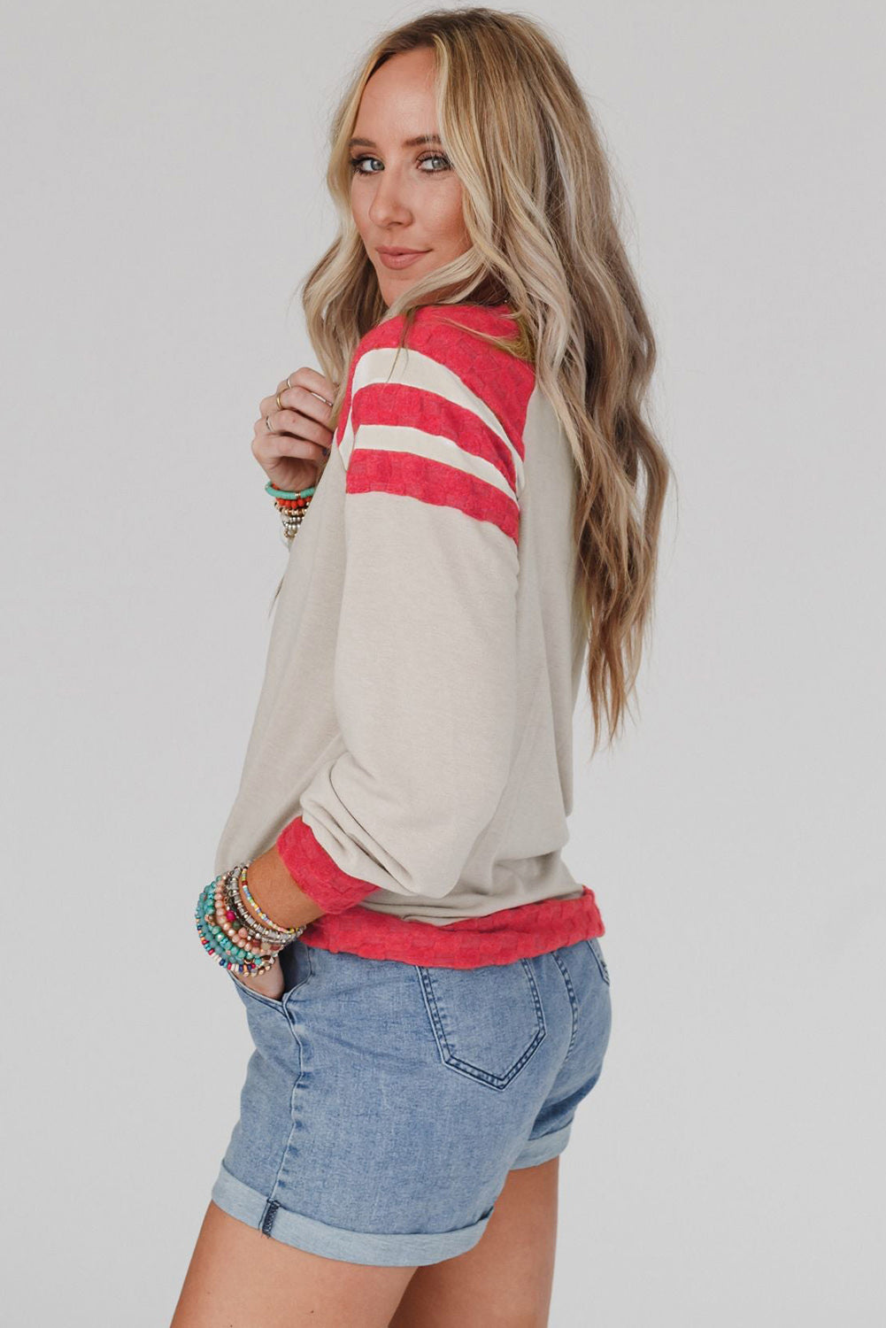 Color Block Raglan Long Sleeve Top