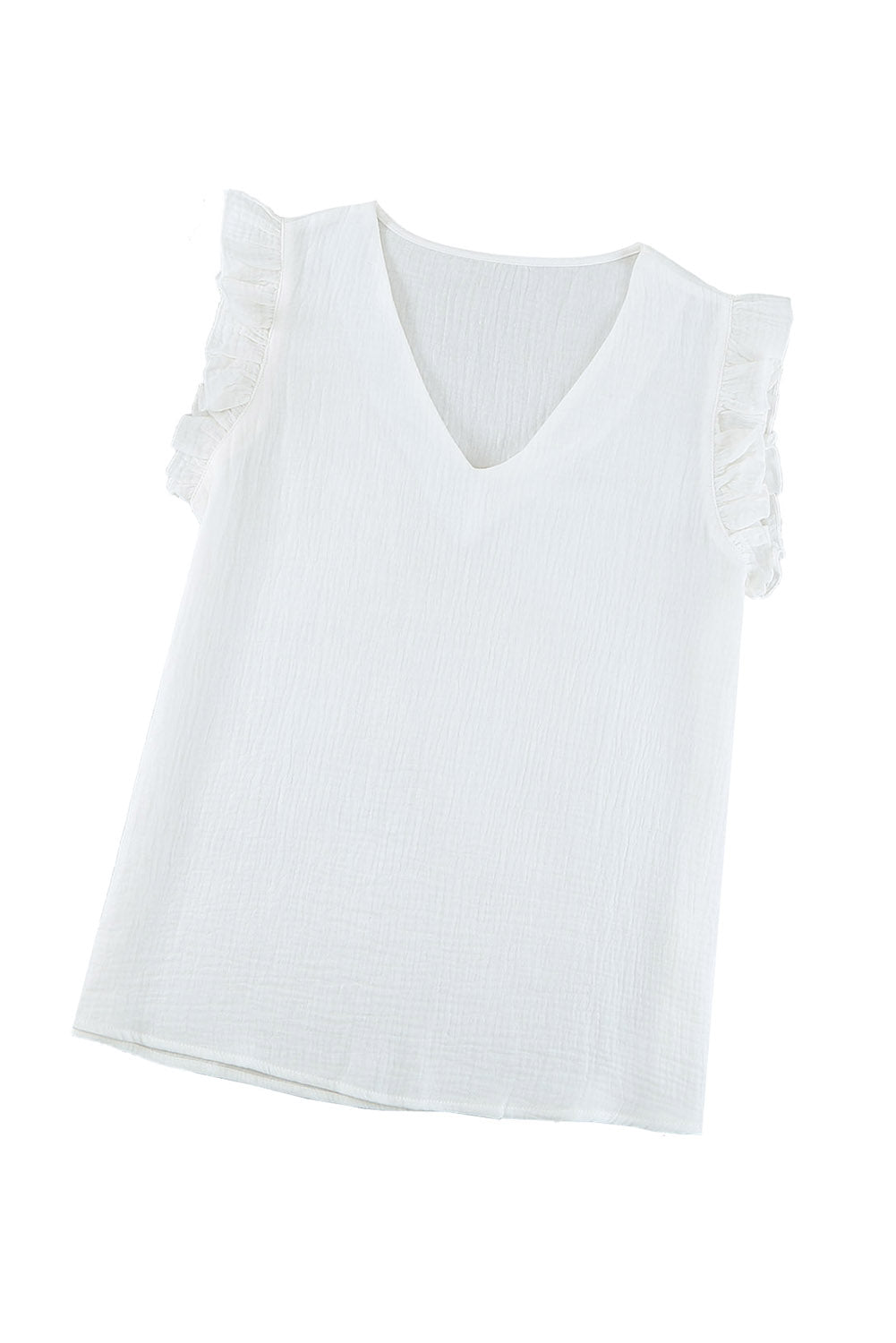 Ruffled Sleeve V Neck Top