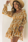 Robe florale jaune à manches longues Boho Paisley