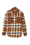 Pocketed Buttoned Plaid Shirt Jacket