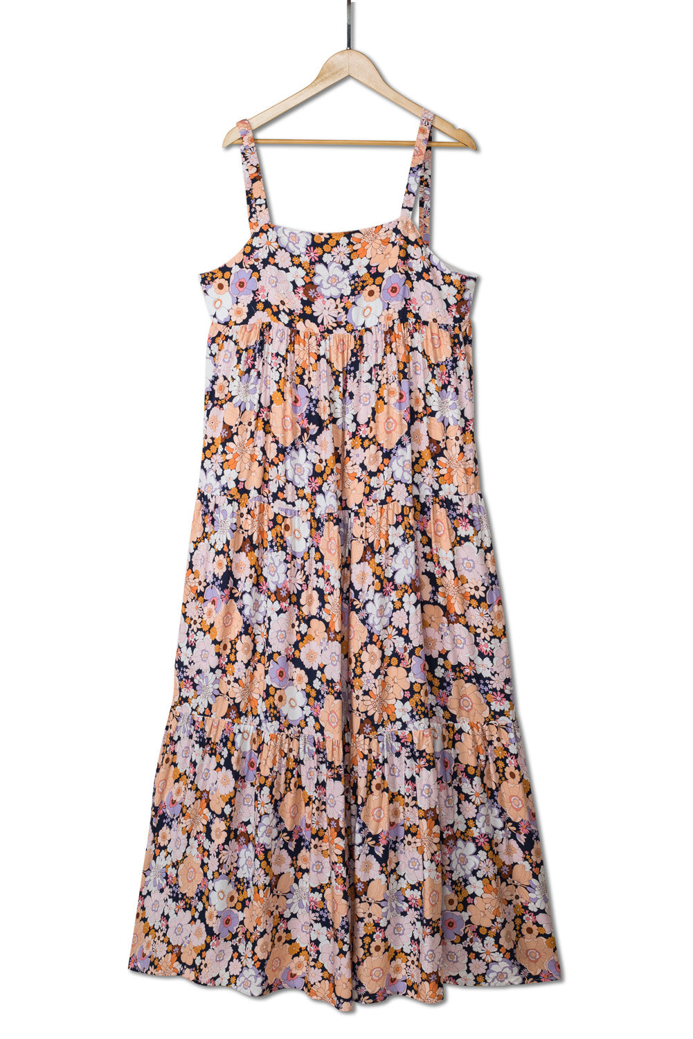 Robe d'été longue multicolore à imprimé floral et dos dégagé