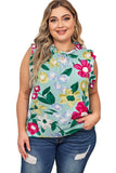 Floral Print Ruffle Trim Tank Top