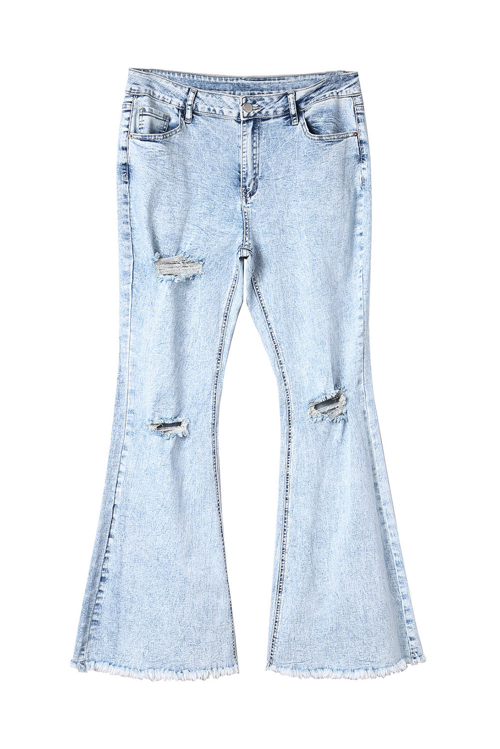 Distressed Acid Wash Flare Jeans