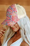 Floral Mesh Patchwork Criss Cross Baseball Cap