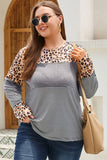 Plus Size Cow/Stripes Patchwork Long Sleeve Tee