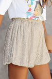 Sequin Straight Leg High Waist Casual Shorts