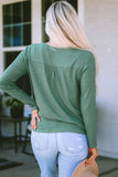 Ribbed V Neck Long Sleeve Top