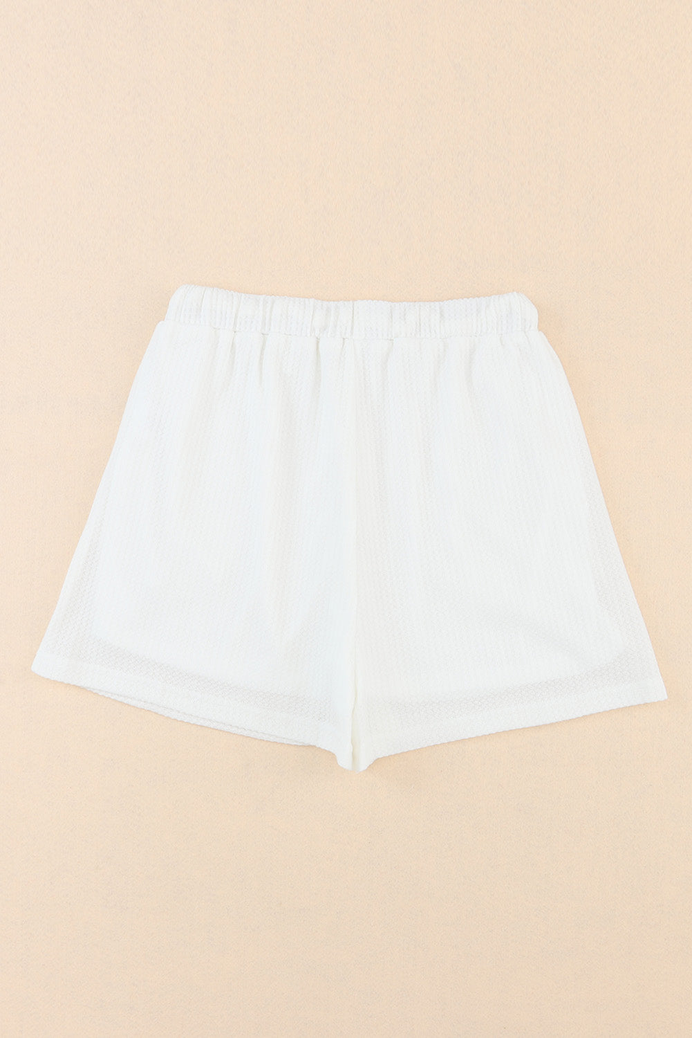 Short décontracté à lacets et jambes larges en tricot gaufré blanc