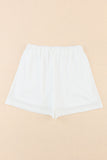 Waffle Knit Lace-up High Waist Wide Leg Casual Shorts