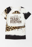 TRAIN STATION Graphic Leopard Print T Shirt