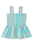 Striped Print Smocked Peplum Tank Top