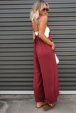 Solid Spaghetti Strap Wide Leg Overall