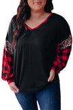 Christmas Tree Plaid Leopard Sequin Plus Size Top