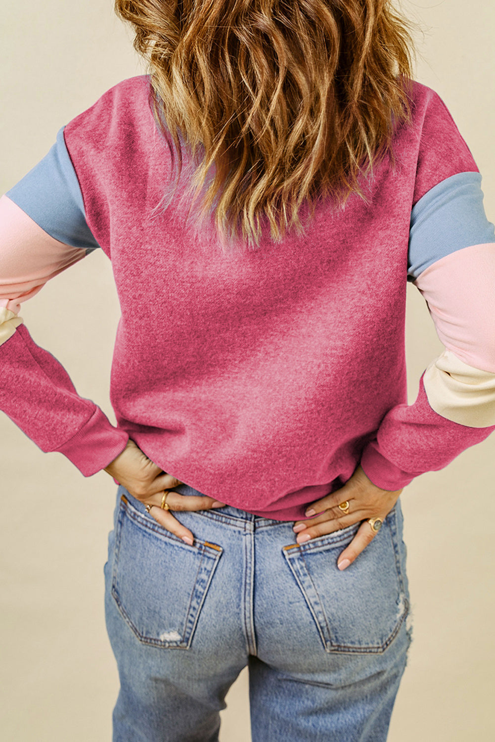 Colorblock Long Sleeve Pullover Sweatshirt