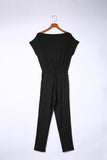 Tie Waist Short Sleeve Tapered Jumpsuit