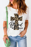 Blessed Leopard Cross Graphic T Shirt