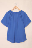 Split Neck Pleated Loose Top