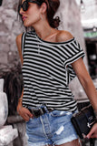 Striped Butterfly Sleeve T Shirt